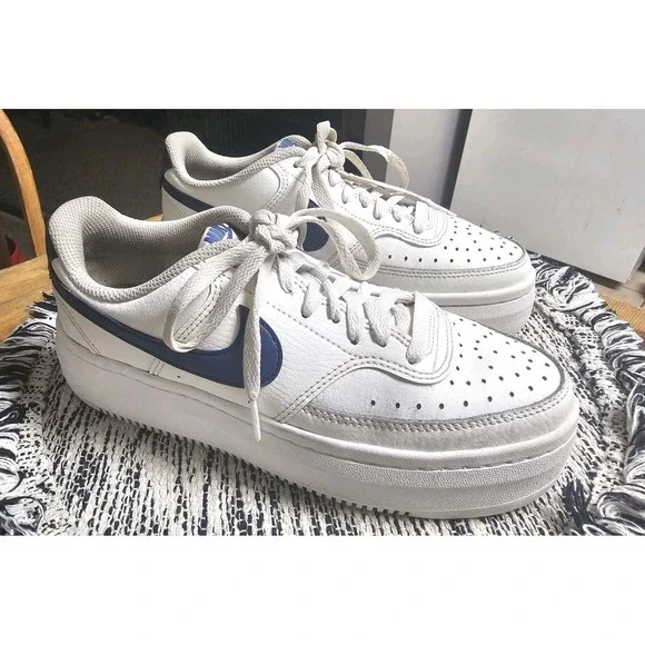 Nike Court Vision Alta Sail/D-Blue Women's Leather Sneakers - Size 7.5 - Picture 8 of 13